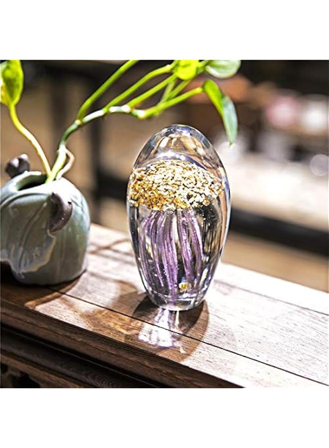 Hand Blown Art Glass Figurine Crystal Jellyfish Paperweight for Home Decor Handmade Sea Animals Collection Ornaments for Office Desk - Image 3